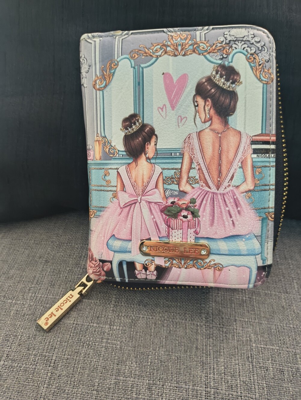 Nicole Lee Pink & Teal Ballerina Zip Wallet